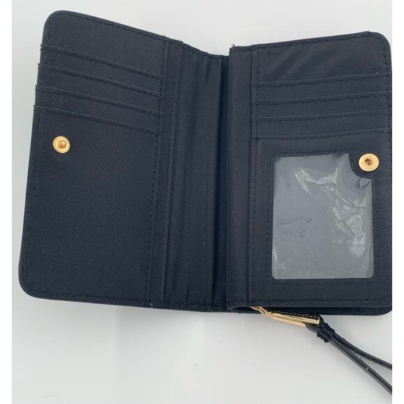 Small Black Wallet Womens Zipper Snap Card Slots Coin Pocket Smooth Window Slot - Picture 6 of 8